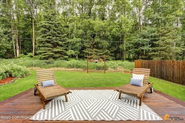 6312 Air Guard Rd, Anchorage, AK 99502 - fenced backyard with a wooden deck