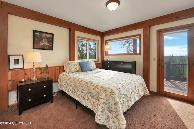 37905 Hall Rd, Sterling, AK 99672 - carpeted bedroom with access to outside and wood walls