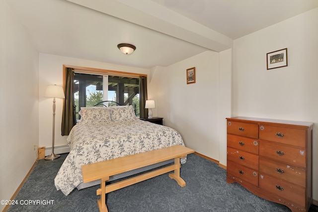 37905 Hall Rd, Sterling, AK 99672 - bedroom featuring carpet, a baseboard radiator, and access to exterior
