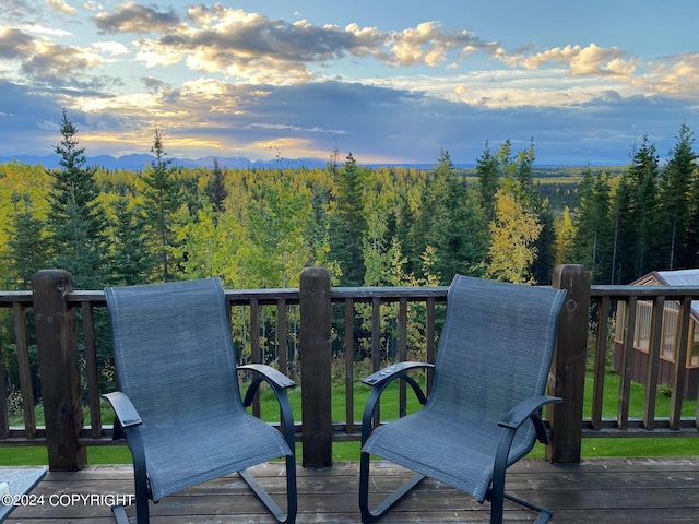 37905 Hall Rd, Sterling, AK 99672 - wooden terrace with a wooded view