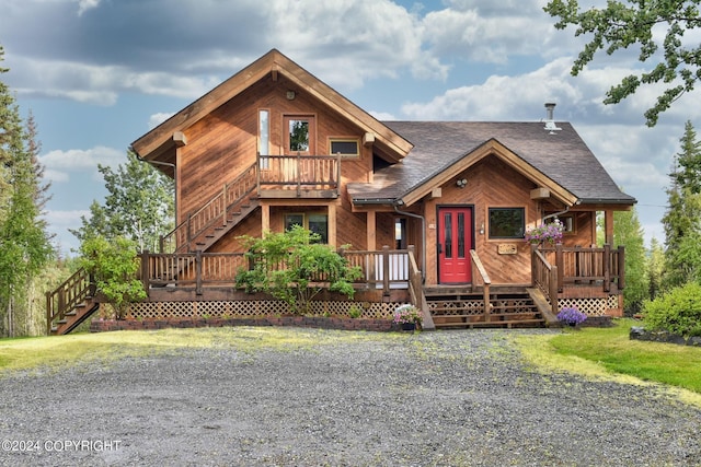 37905 Hall Rd, Sterling, AK 99672 - rustic home featuring stairway and a shingled roof