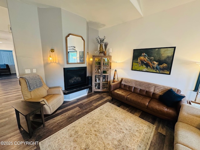 6780 W Blondell Dr, Wasilla, AK 99623 - living area with a fireplace with raised hearth and wood finished floors