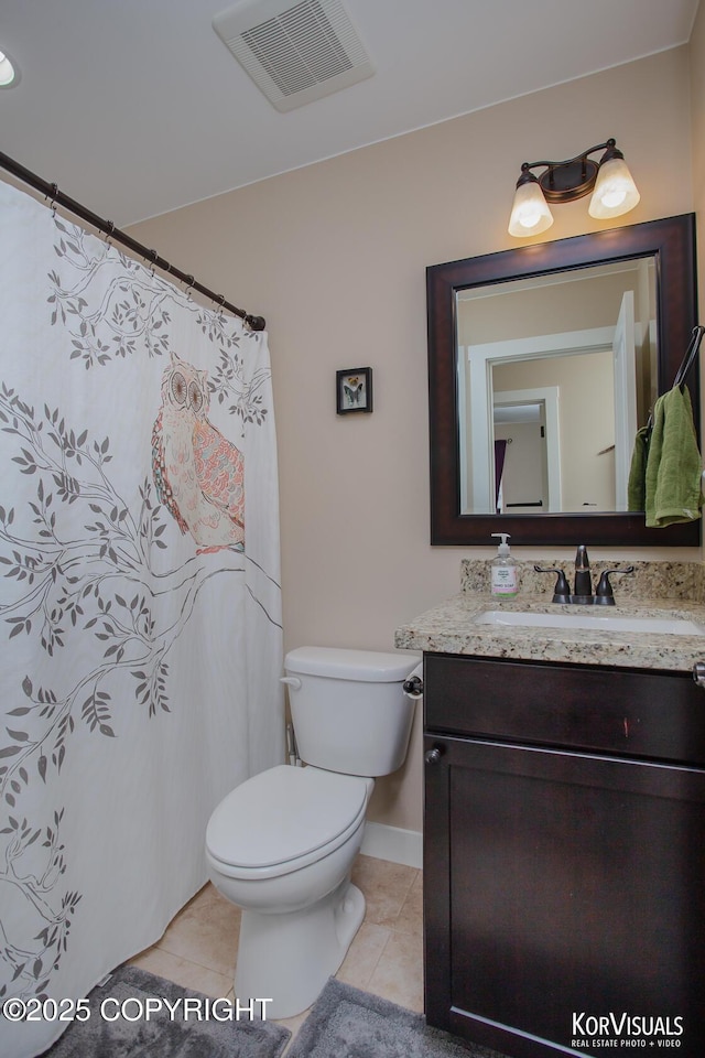 1524 N Little Susitna Dr, Wasilla, AK 99654 - bathroom with tile patterned floors, vanity, and curtained shower