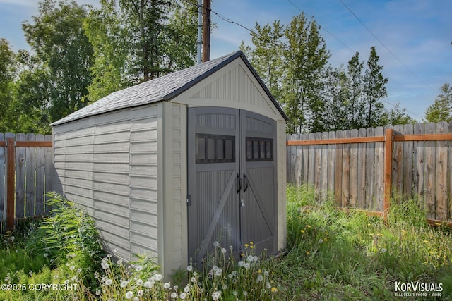 1524 N Little Susitna Dr, Wasilla, AK 99654 - view of shed featuring a fenced backyard