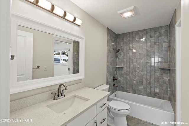 3031 Bennett Ave, Anchorage, AK 99517 - bathroom featuring vanity, shower / bathtub combination, and marble look tile flooring