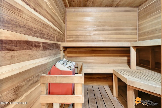 1110 F St, Anchorage, AK 99501 - sauna featuring wood ceiling and wood walls