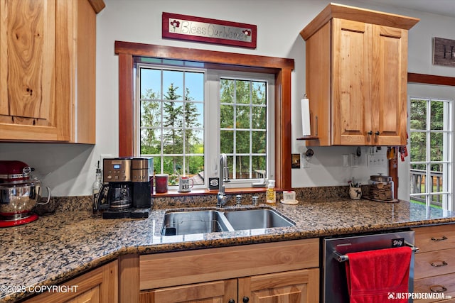 4051 Twilight Ln, Anchorage, AK 99516 - kitchen with dishwashing machine and dark stone counters