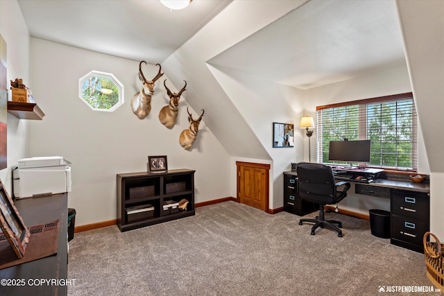 4051 Twilight Ln, Anchorage, AK 99516 - home office featuring carpet flooring and lofted ceiling