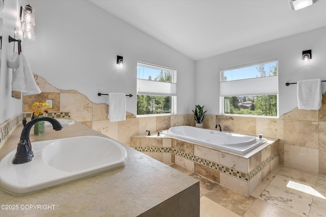 11300 Browder Ave, Anchorage, AK 99507 - full bathroom featuring lofted ceiling and a bath