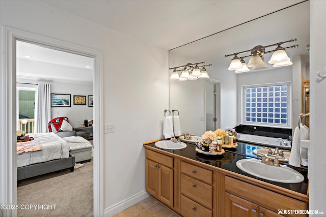 2439 Maritime Loop, Anchorage, AK 99515 - bathroom with connected bathroom, double vanity, and a garden tub