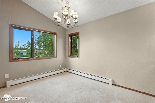 3681 E 20th Ave, Anchorage, AK 99508 - spare room with carpet flooring, a chandelier, and a baseboard heating unit
