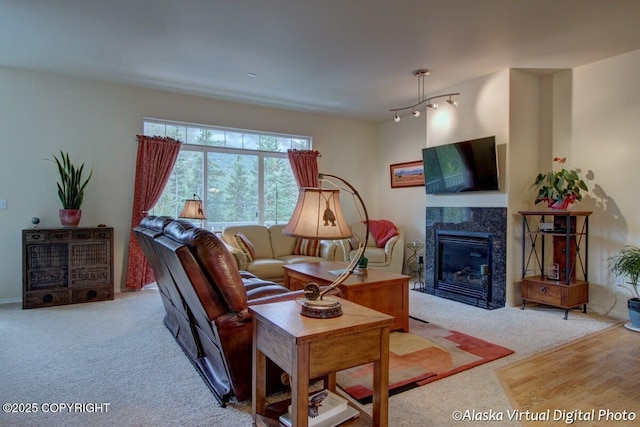 20103 Riverside Dr # 1B, Eagle River, AK 99577 - living area with carpet flooring and a tiled fireplace