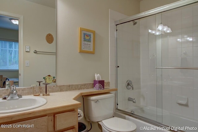 20103 Riverside Dr # 1B, Eagle River, AK 99577 - bathroom featuring vanity and bath / shower combo with glass door