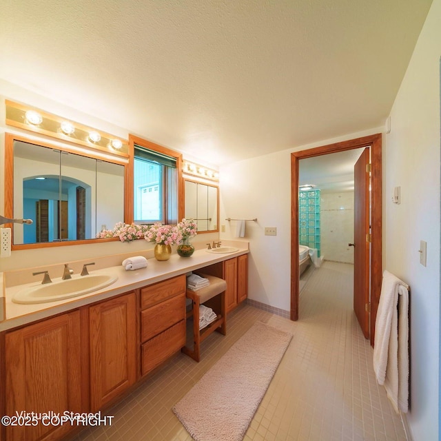 2831 Bennett Ave, Anchorage, AK 99517 - full bath with double vanity and tile patterned flooring