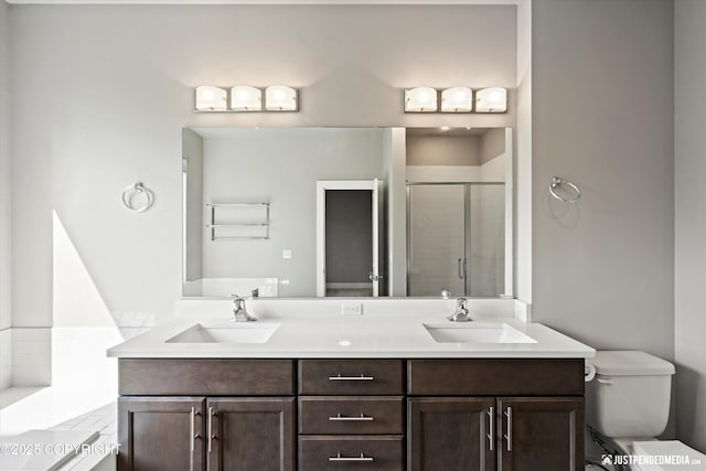 20218 Eagles Nest Ct, Eagle River, AK 99577 - full bath featuring a stall shower and double vanity