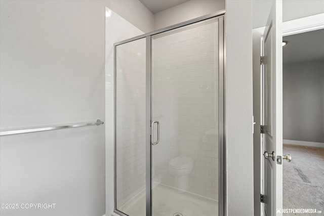 20218 Eagles Nest Ct, Eagle River, AK 99577 - bathroom with a stall shower and toilet