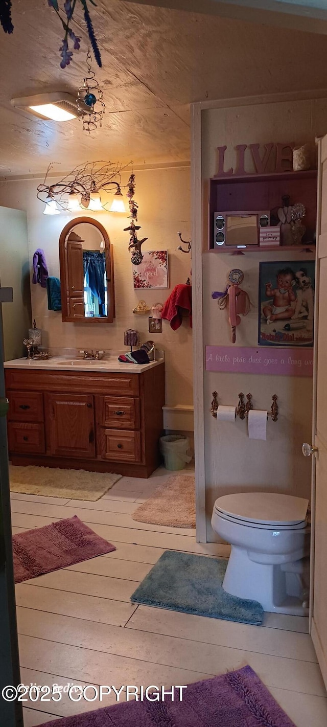 48105 Halverson Ave, Soldotna, AK 99669 - bathroom with vanity and hardwood / wood-style flooring