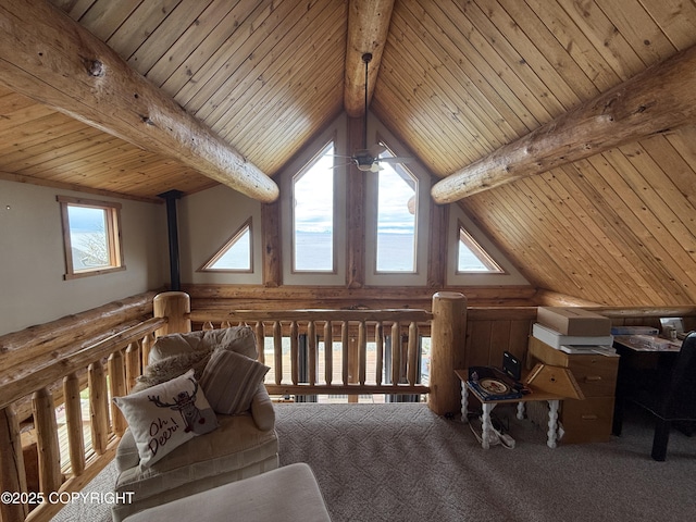35605 Kalifornsky Beach Rd, Kenai, AK 99669 - sitting room with wood ceiling and carpet floors