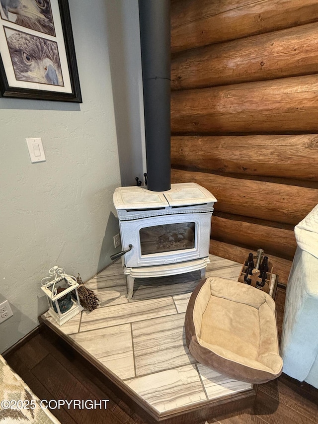 35605 Kalifornsky Beach Rd, Kenai, AK 99669 - detailed view of rustic walls and a wood stove