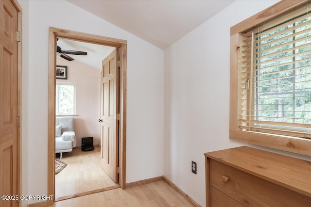 1685 Taroka Dr, Fairbanks, AK 99709 - hallway featuring vaulted ceiling, plenty of natural light, and light wood-style floors