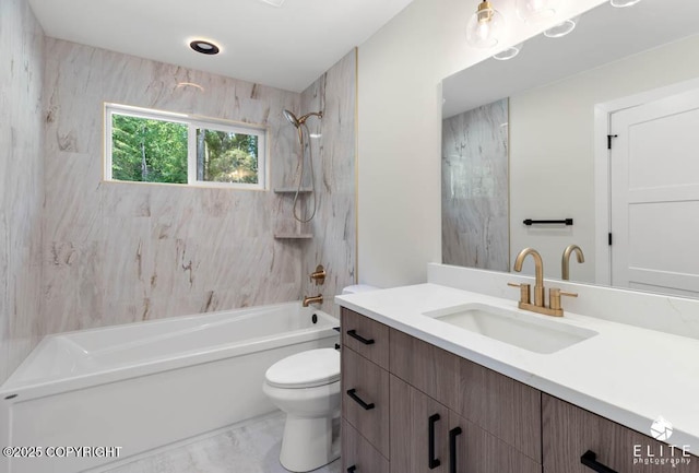 1401 E Holland Ave, Wasilla, AK 99654 - bathroom with vanity, tub / shower combination, and marble finish flooring