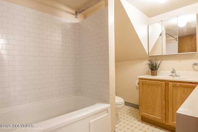 15021 Old Seward Hwy, Anchorage, AK 99516 - bathroom with vanity, tile patterned floors, and shower / tub combination