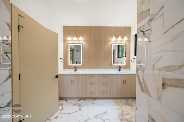 1770 S Corwin Ln, Wasilla, AK 99654 - bathroom featuring double vanity and marble finish flooring