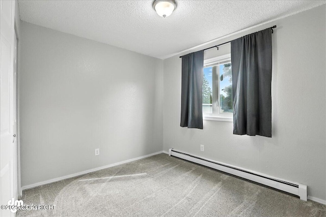 8203 Duben Ave, Anchorage, AK 99504 - unfurnished room with a baseboard heating unit, a textured ceiling, and carpet flooring