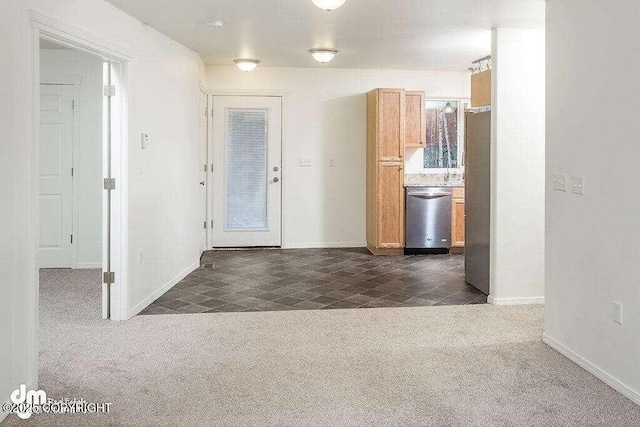 3900 N Mirmar St, Wasilla, AK 99623 - hall featuring dark carpet and baseboards