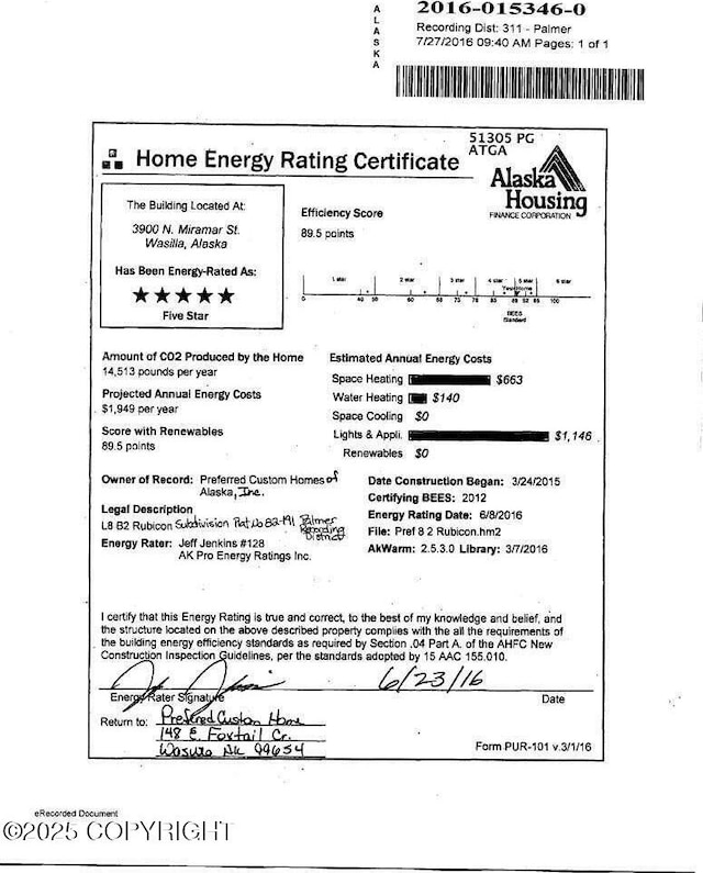 3900 N Mirmar St, Wasilla, AK 99623 - view of miscellaneous document