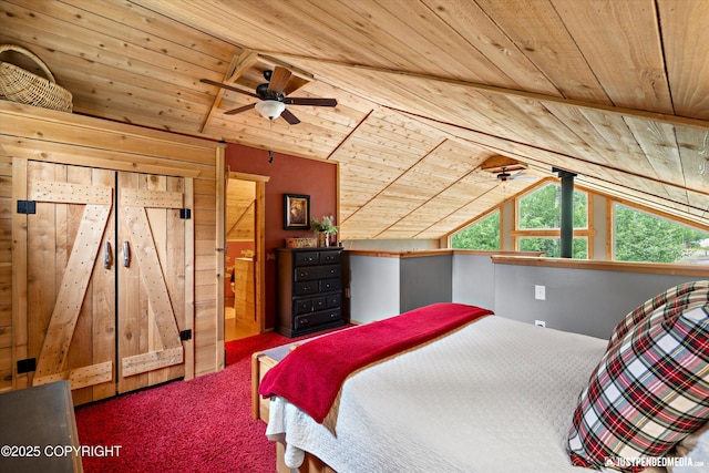 29416 W Deshka Landing Rd, Willow, AK 99688 - carpeted bedroom featuring wood ceiling and lofted ceiling
