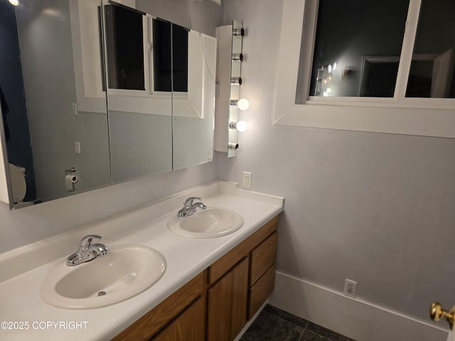 297 Mitkof Hwy, Petersburg, AK 99833 - bathroom with double vanity and tile patterned flooring
