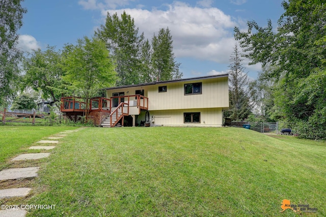 22479 Centurion Dr, Chugiak, AK 99567 - back of property featuring stairs and a wooden deck