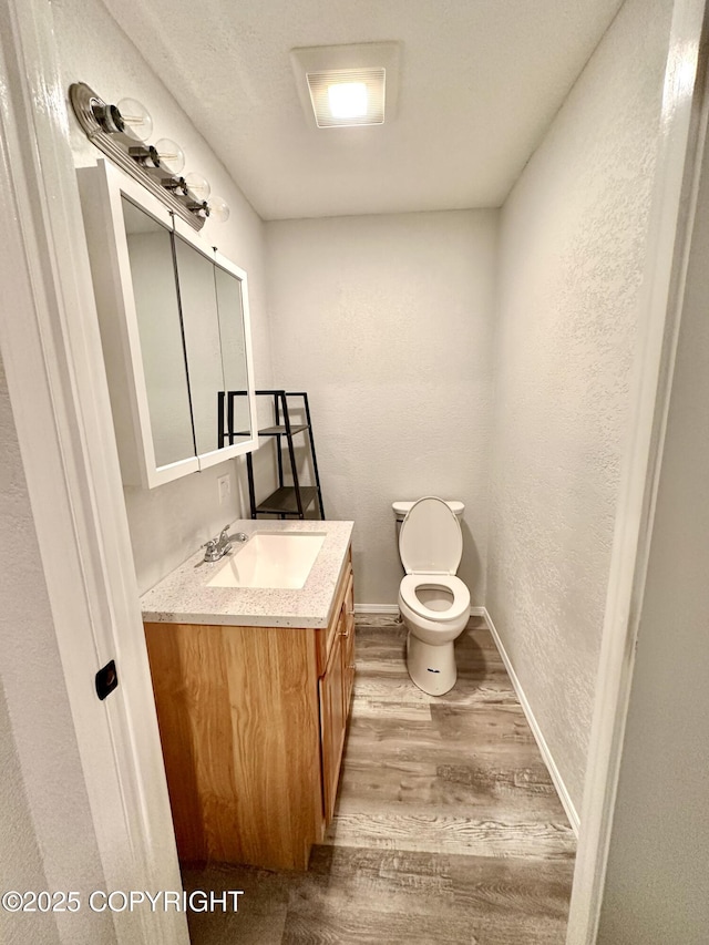 35870 Glory St, Soldotna, AK 99669 - bathroom featuring wood finished floors, vanity, and a textured wall