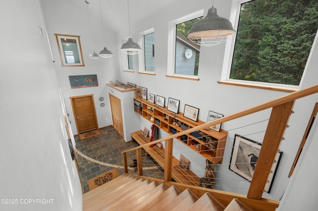 2500 W Highland Dr, Homer, AK 99603 - stairs featuring a towering ceiling