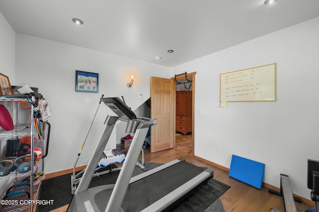 2500 W Highland Dr, Homer, AK 99603 - exercise area with wood finished floors and recessed lighting