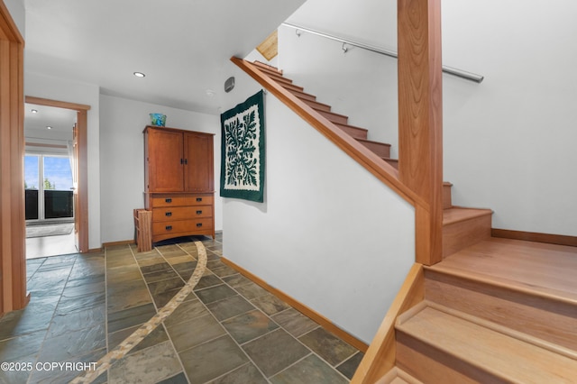 2500 W Highland Dr, Homer, AK 99603 - stairs with stone tile floors and recessed lighting