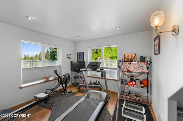 2500 W Highland Dr, Homer, AK 99603 - exercise area with wood finished floors and baseboards
