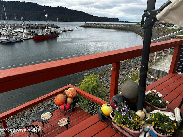 231 Main St, Seldovia, AK 99663 - water view featuring a dock and a mountain backdrop