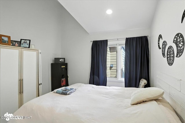 6622 Lakeway Dr, Anchorage, AK 99502 - bedroom featuring lofted ceiling