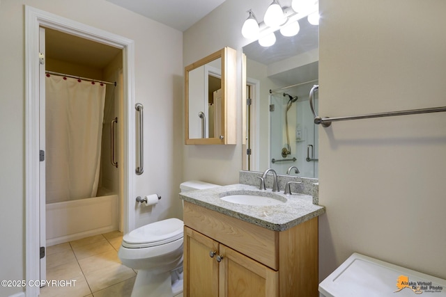 1200 I St Unit 314, Anchorage, AK 99501 - full bathroom with vanity, tile patterned flooring, and shower / tub combo with curtain
