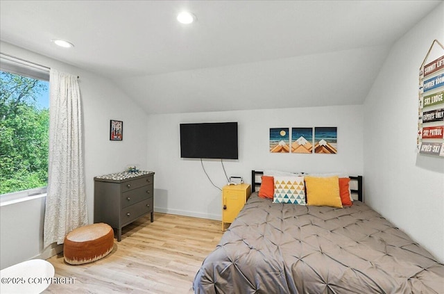 220 Susieana Ln, Kenai, AK 99611 - bedroom with lofted ceiling, wood finished floors, and recessed lighting