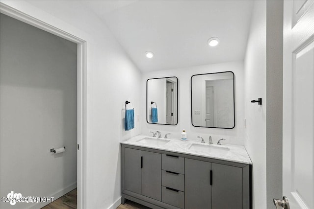220 Susieana Ln, Kenai, AK 99611 - full bath with double vanity and wood finished floors