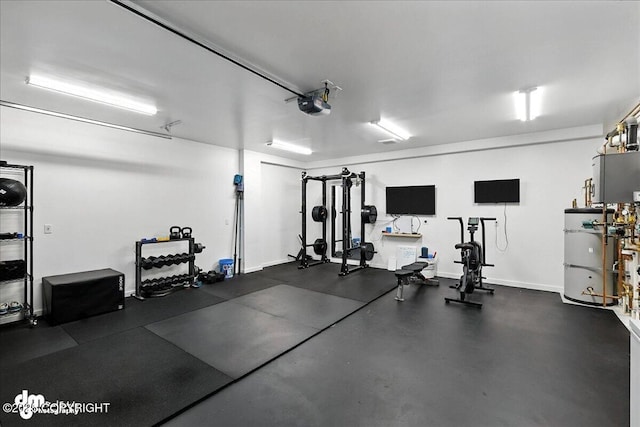 220 Susieana Ln, Kenai, AK 99611 - workout area featuring secured water heater and a garage