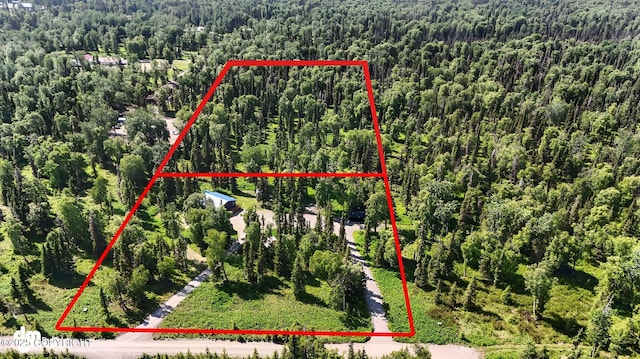 47459 Lakeside St, Nikiski/North Kenai, AK 99611 - aerial view of property's location with a heavily wooded area and property boundaries highlighted