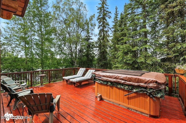 34035 Keystone Dr, Soldotna, AK 99669 - wooden deck featuring view of wooded area