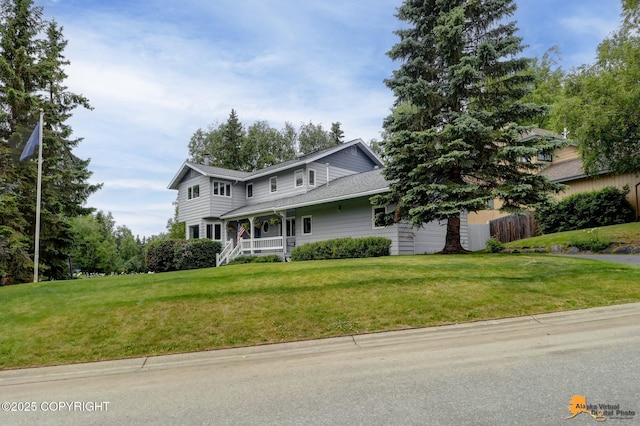 2701 Kempton Hills Dr, Anchorage, AK 99516 - view of front of property with a porch and a front lawn