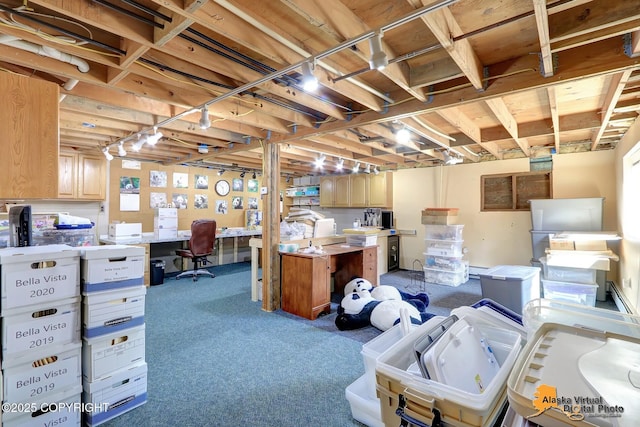 23324 Greatland Dr, Chugiak, AK 99577 - basement with an office area and carpet