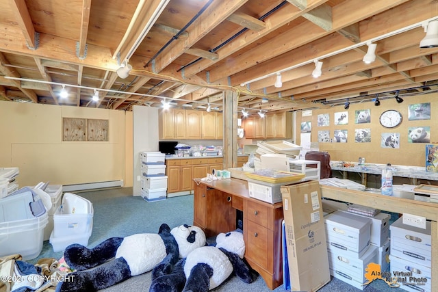 23324 Greatland Dr, Chugiak, AK 99577 - below grade area with dark colored carpet and baseboard heating