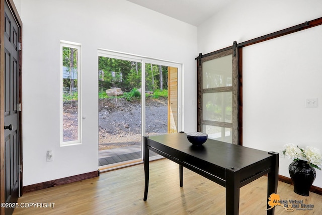 3528 S Mills Ct, Big Lake, AK 99623 - office space featuring plenty of natural light, light wood finished floors, and a barn door
